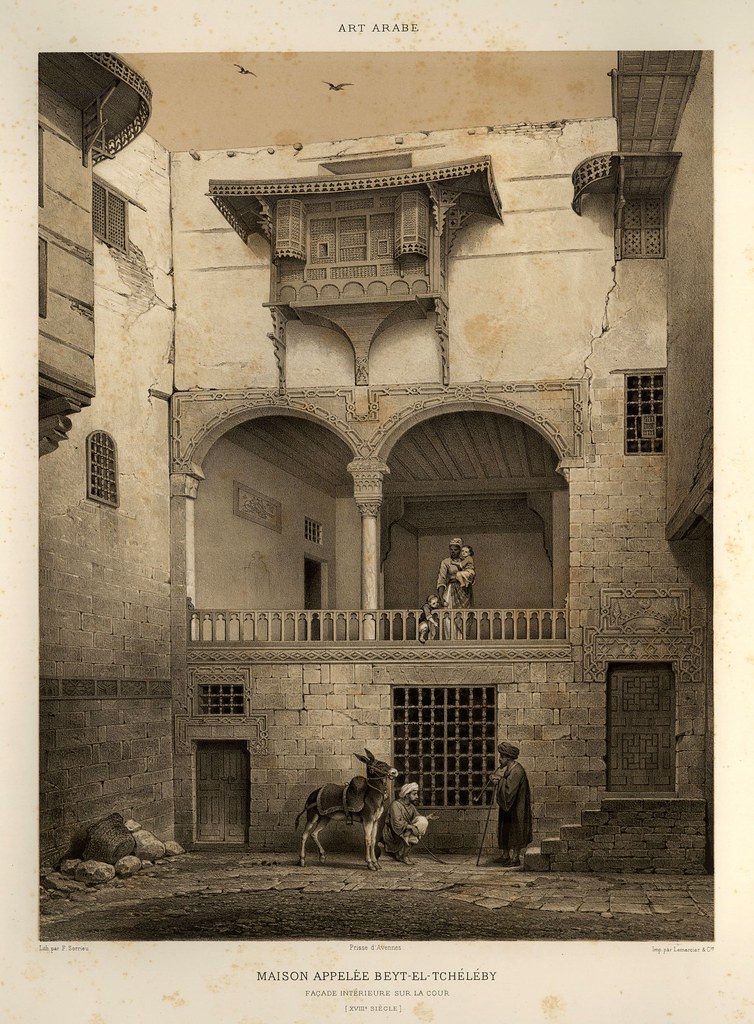 003-Casa de Beyt-El-Théléby siglo XVIII-L'art arabe d'apres les monuments du Kaire…Vol 1-1877- Achille Prisse d'Avennes y otros
