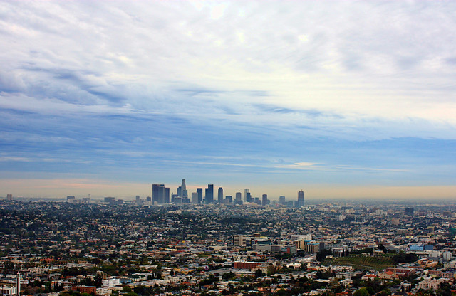 wintry sky of LA cityscape