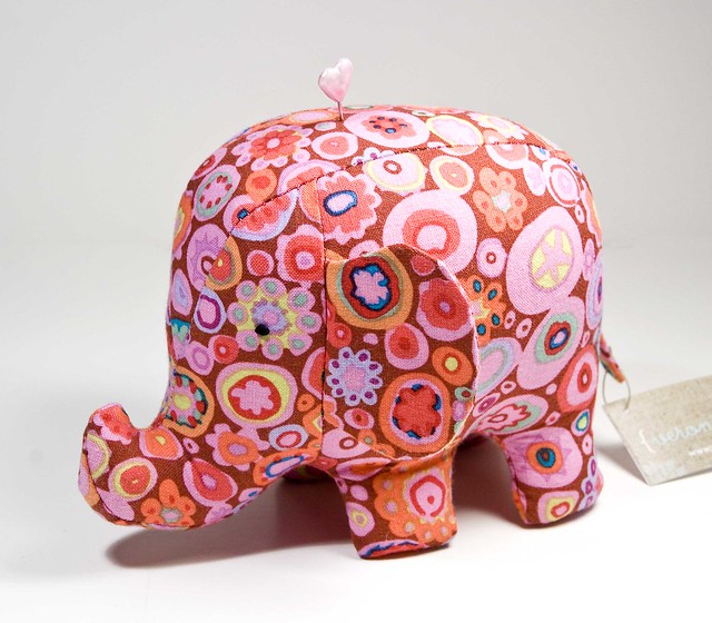 Pink Circles Elephant Pincushion