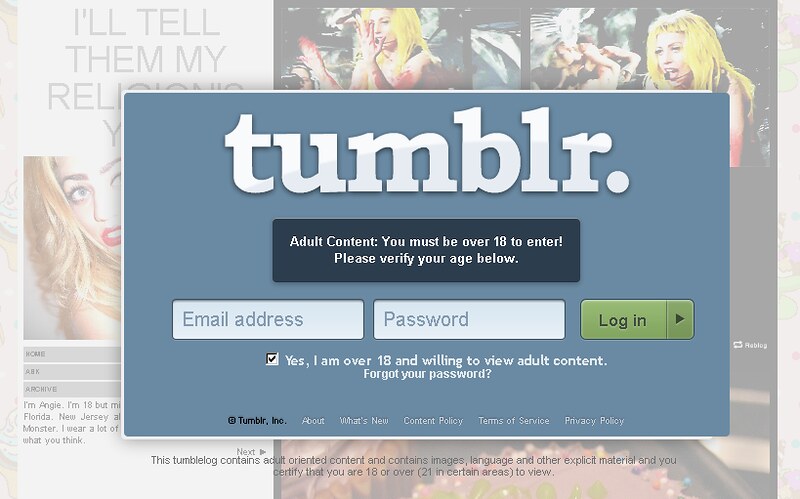 fake Tumblr age check login, I clicked on a Tumblr page lin…