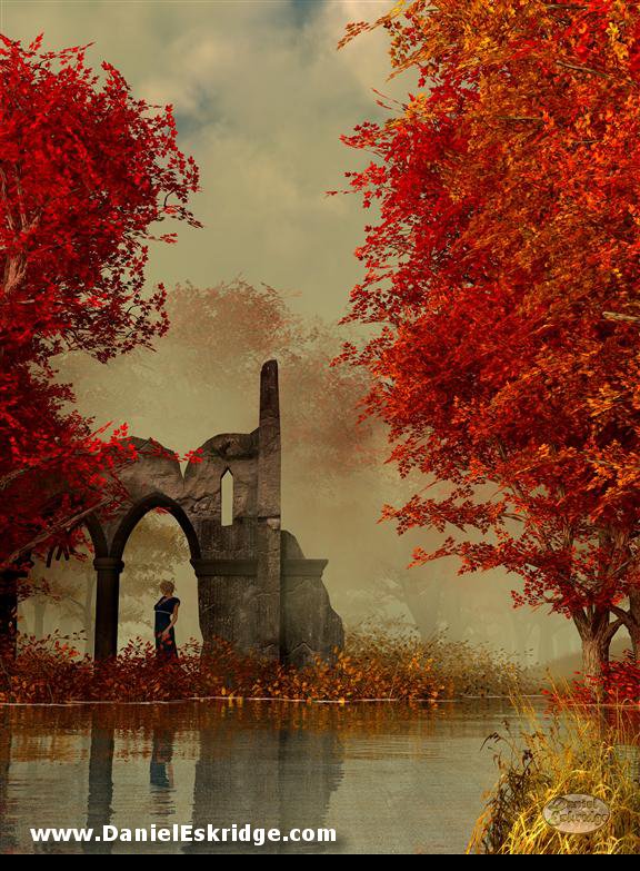 Ruins in Autumn Fog
