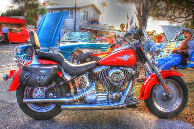 Red HDR Harley - Fat Boy