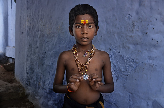 The little boy and The Ganesh, Kanya kumari, India