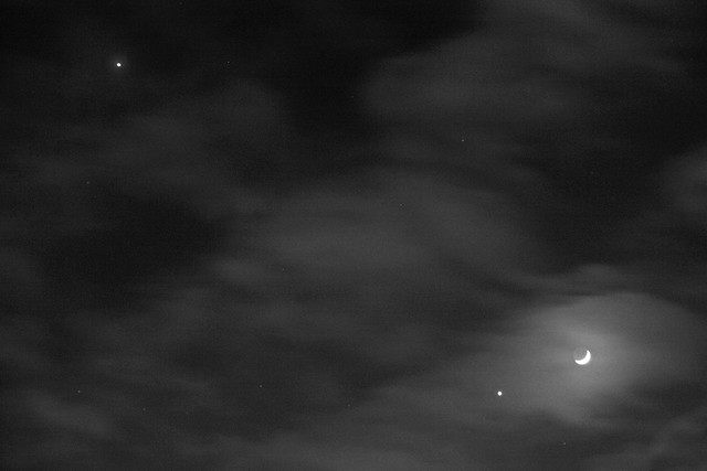 Jupiter, Venus, Moon at dusk