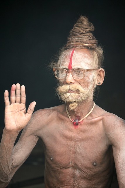 An elderly Sadhu or holy man at Lumbini, the birthplace of Buddha. Nepal.Portraits of Old Age on my Travels Nepal