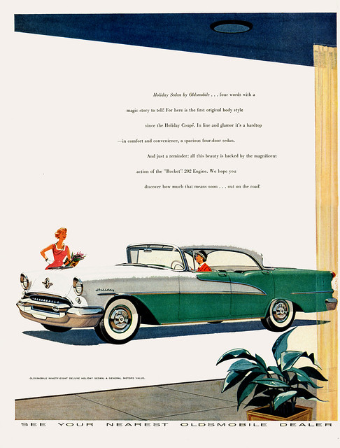 1955 Car Ad: Oldsmobile HOLIDAY Sedan