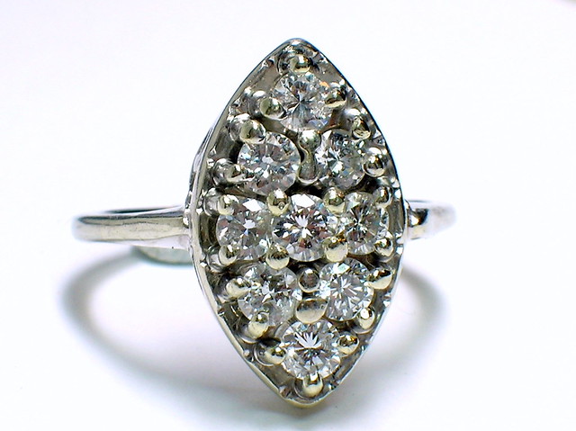 Pointed-oval Diamond Ring