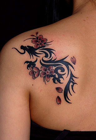 龍 ドラゴン 桜 トライバル Tattoo タトゥー 刺青 ジャパニーズ ワンポイント トライバル カラーにブラッ Flickr