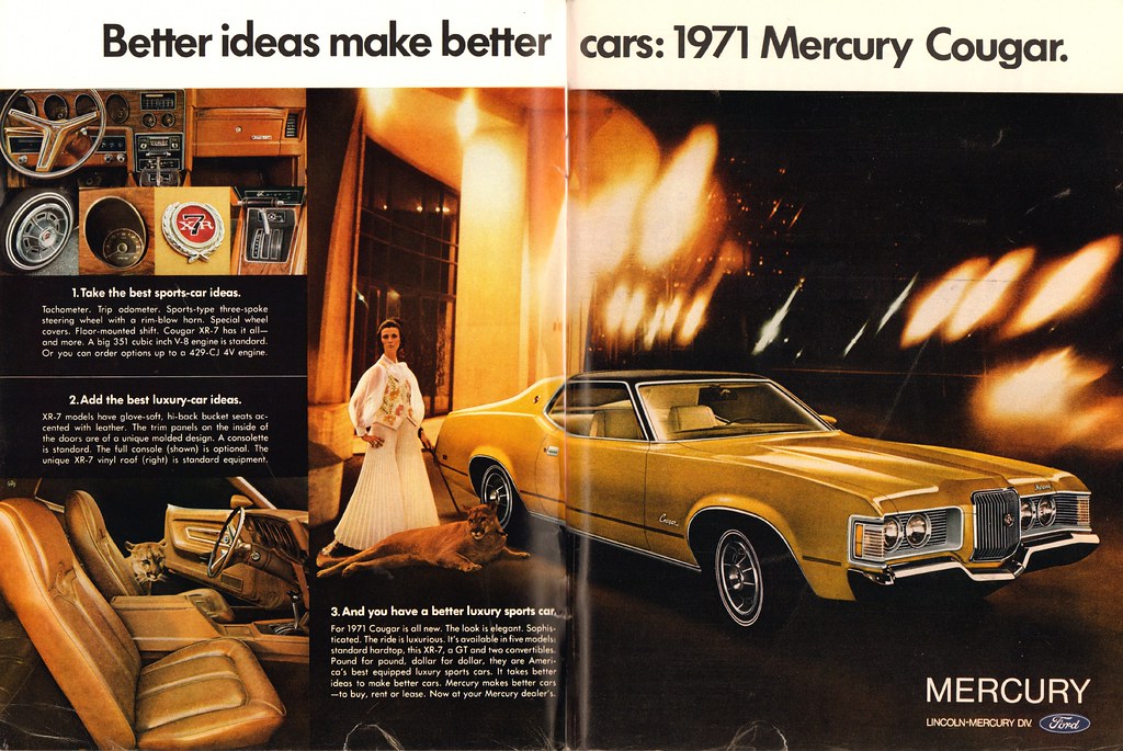 1971 Mercury Cougar Advertisement Playboy October 1970