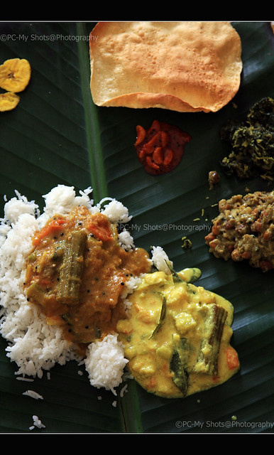 Vishu sadhya - Kerala feast served on a banana leaf