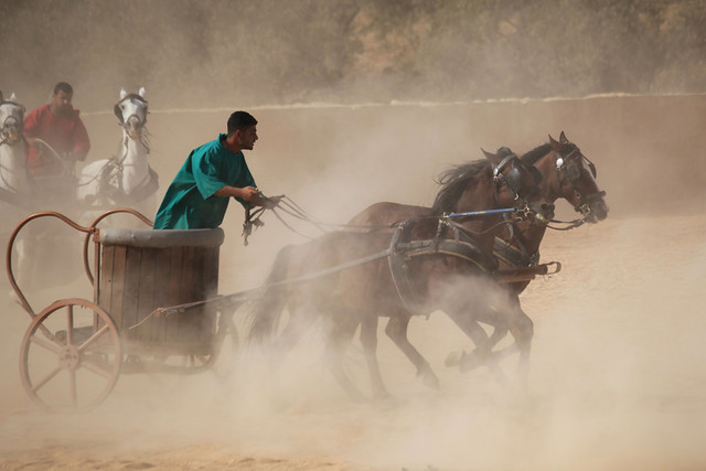 Chariot Racing in the Arena of the Ancient Site of Jerash Jordan.
