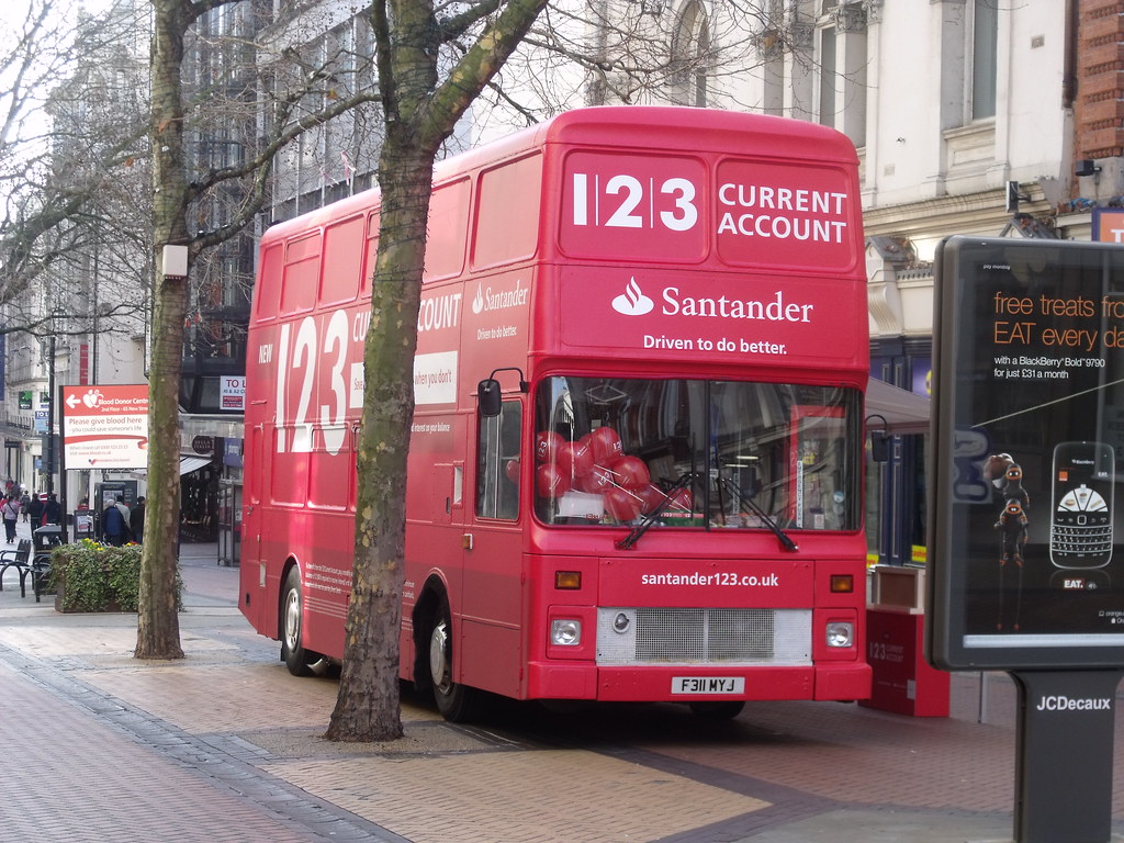 1 2 3 Current Account - Santander - red bus - New Street, Birmingham