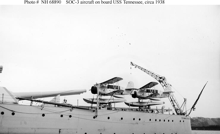 SOC-3 aircraft on board the USS Tennessee, circa 1938
