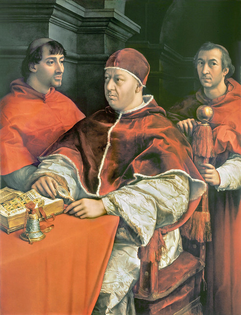 Pope Leo X with cardinal Giulio de‘ Medici  & Luigi Rossi