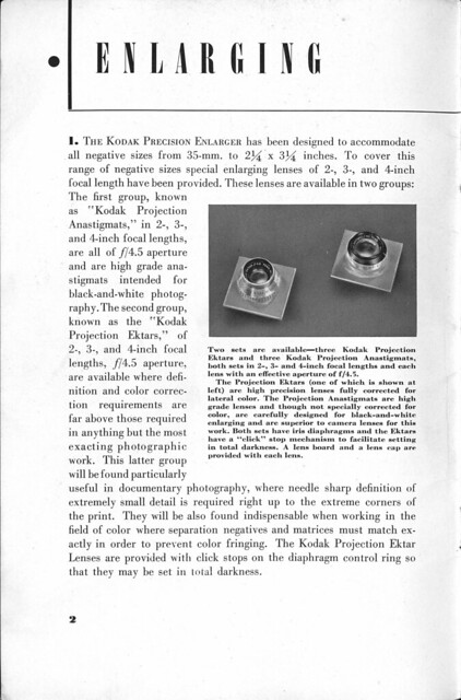 Kodak Precision Enlarger Manual Page 2