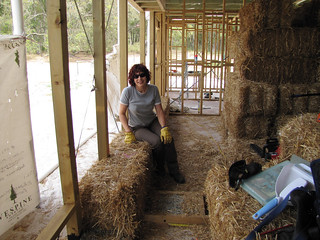 Sue on One Bale High Straw Bale Wall - Strawbale House Build in Redmond Western Australia | by Red Moon Sanctuary