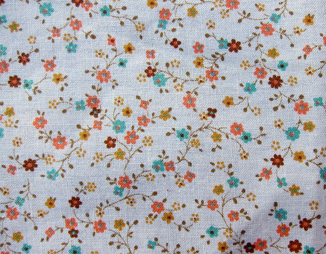 vintage peach and aqua flower fabric