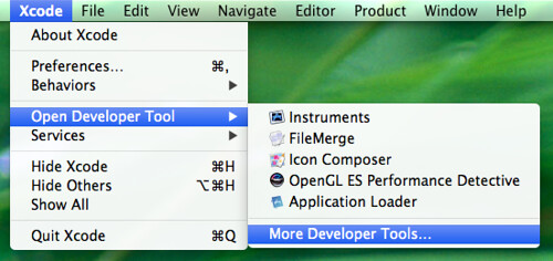 Obtaining additional developer tools from within Xcode