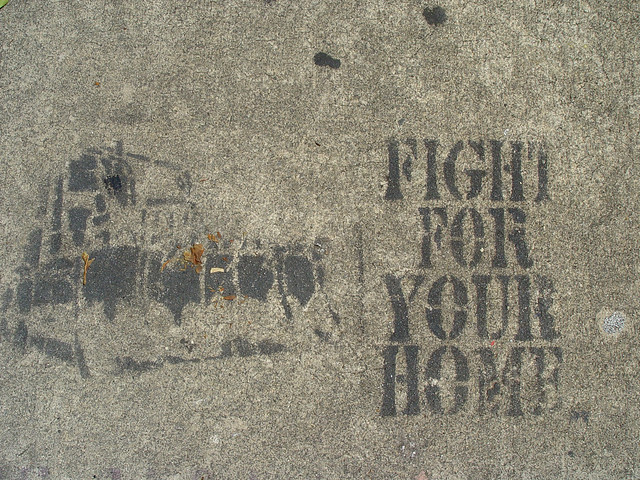 Sidewalk Stencil: Fight for your home