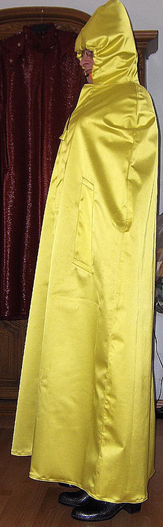 yellow rubberised satin cape left