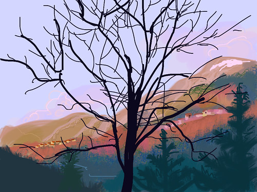 Scanno sunset by Marjut Rimminen, iPad painting using Brushes app and finger.
Scanno, Abruzzo, Italy,  April 2012ipadpainting