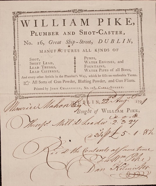 William Pike, Plumber and Shot Caster - Receipt