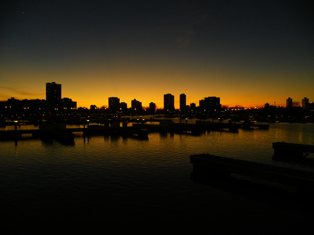 sunset in Montrose Harbor, Chicago