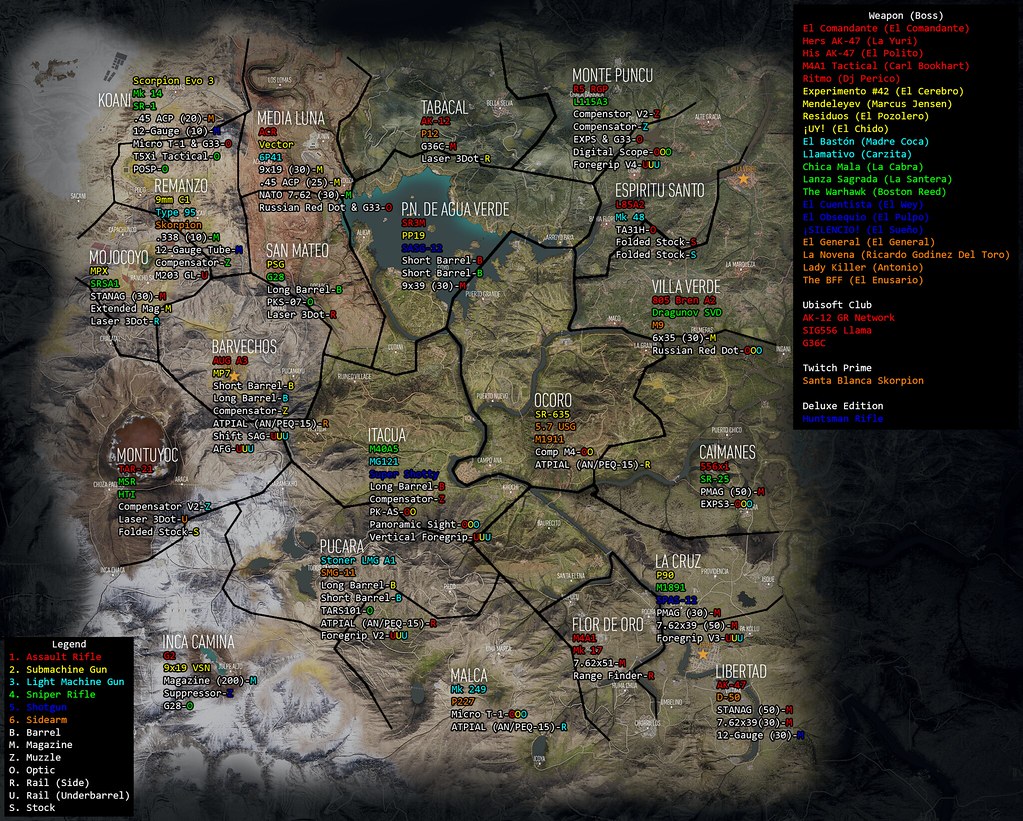 Weapon and Attachment Map