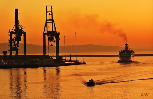 sunset red sea seascape sailing ship harbour