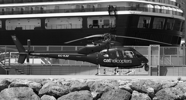 EC-KAF Cathelicopters AS355FR 2 @ LEPB with Holland America Line 