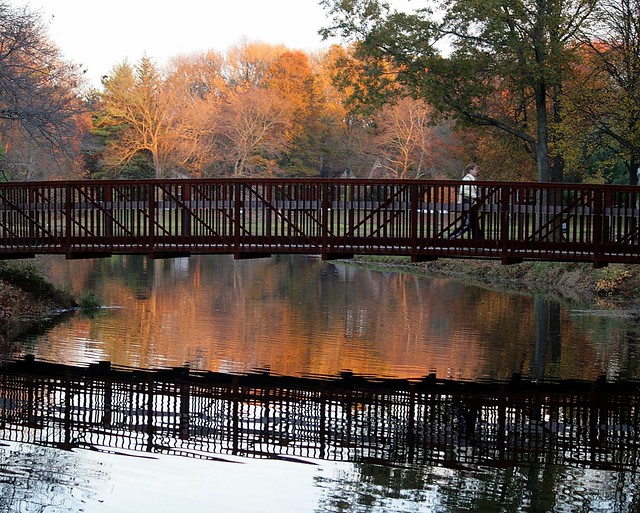 Pond Bridge on a Fall Evening
