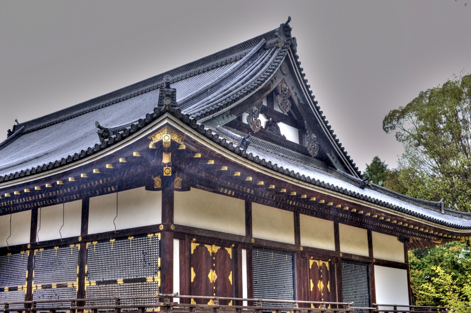 Rain falling on the Temple roof