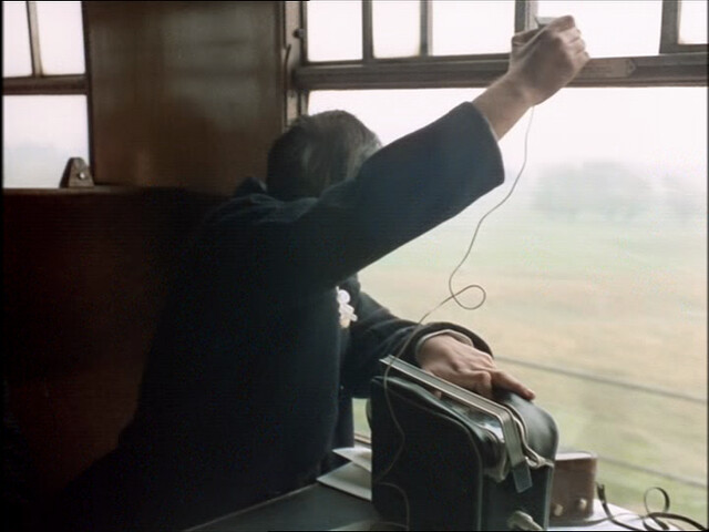 Man taping the train sounds from the Flying Scotmans 4472 Train 1967
