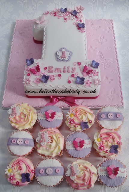 1st birthday & matching cupcakes