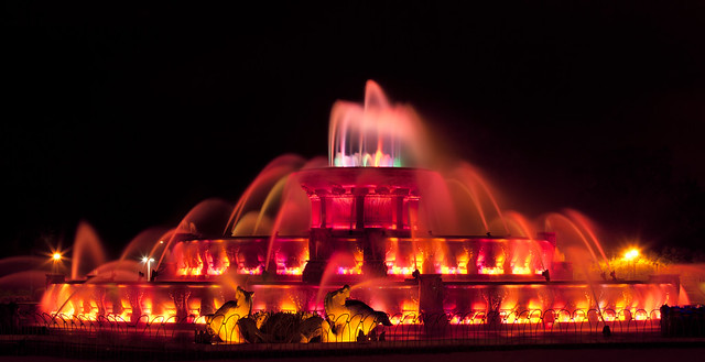 Buckingham Fountain in Red