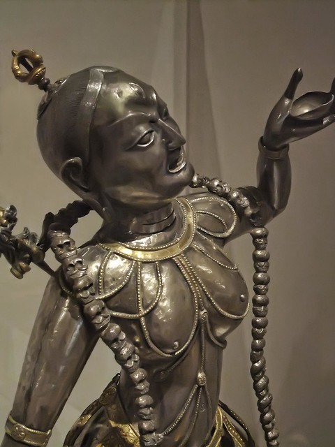 Closeup of Buddhist Demoness Dakini Tibet 18th century Silver, gilt silver and gilt-copper alloy