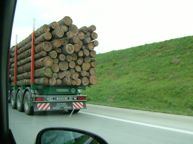 Truck hauling timber