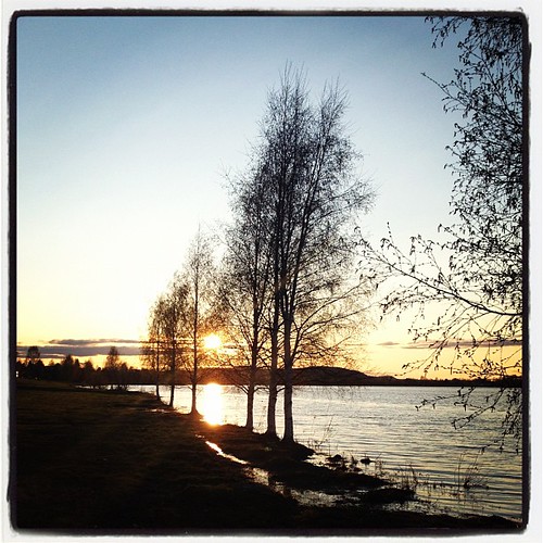 En liten bit från huset. Sommaren är på väg. Solen kommer snart inte gå ner på några dagar. #sunset #lake #svartbyträsket #tree #boden #norrbotten #iphoneonly #iphone4s #lofi by Beastankar, square lofi squareformat iphoneography instagramapp uploaded:by=instagram foursquare:venue=4e342a1f1