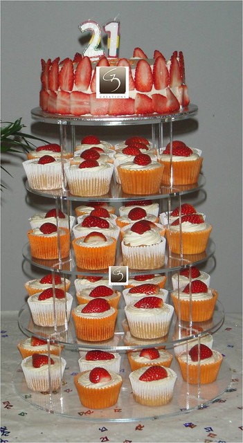 21st birthday strawberries n cream cupcake tower