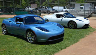 A Pair of Tesla Roadsters