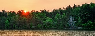 Sunrise over Commissioner's Lake, Chestnut Ridge Park, Orchard Park, New York (NY) (DSH_2579-81)