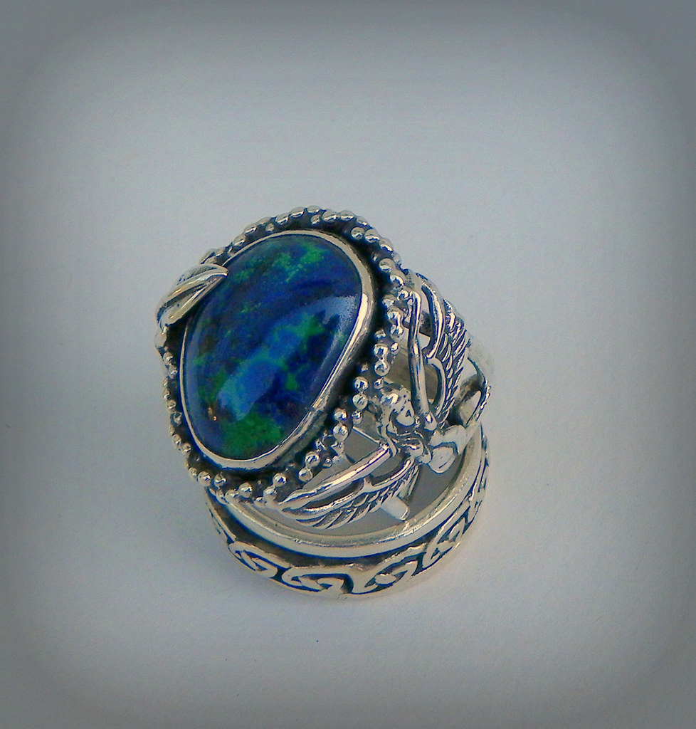 sky lady New Earth Ring azurite malachite cabochon set in … | Flickr