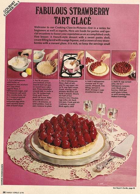 Strawberry Tart Recipe w/Pyrex Butterprint - 1970