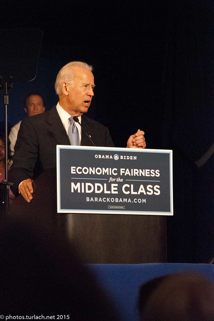 VIce President Biden speaks in Exeter New Hampshire.