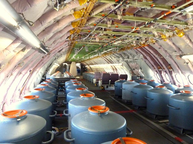 Interior del avión de prueba