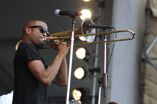 Trombone Shorty at Jazz Fest 2012. Photo Leon Morris.