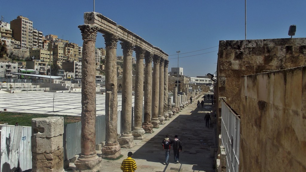 Roman Forum Columns in Amman, Jordan - March 2012