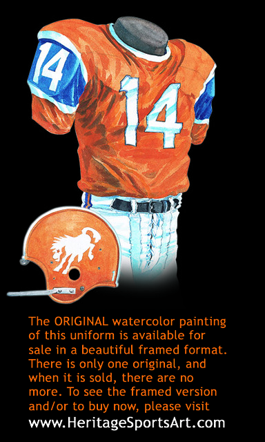 Denver Broncos 1965 uniform artwork, This is a highly detai…