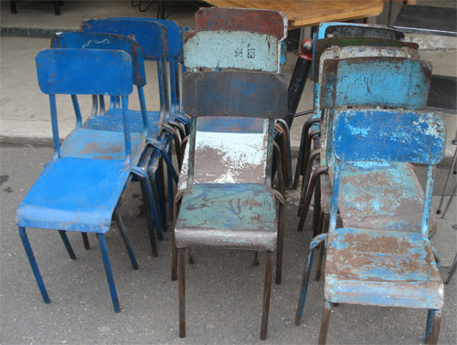 Blue Metal Chairs