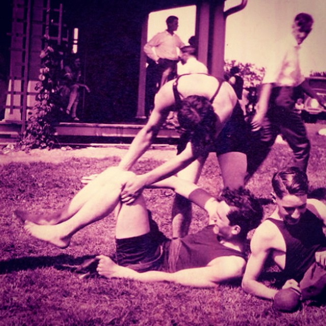 Vintage Photo 1930s Men In Swimsuits Wrestling